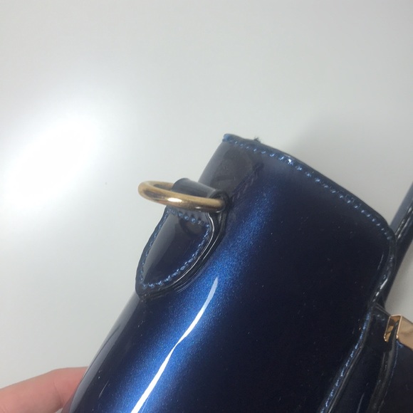 Navy Blue Metallic Handbag - Picture 6 of 16